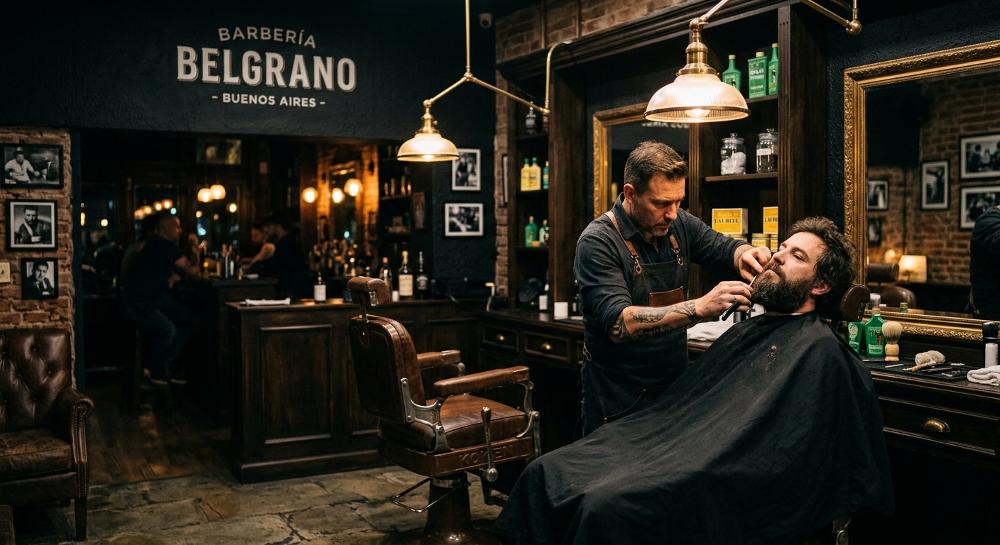Interior de referencia de una barbería